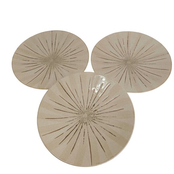 Pier1 Other - 3 Pier1 Santuary Dinner Plates 11.5" starburst cream brown 2004 rustic boho flaw